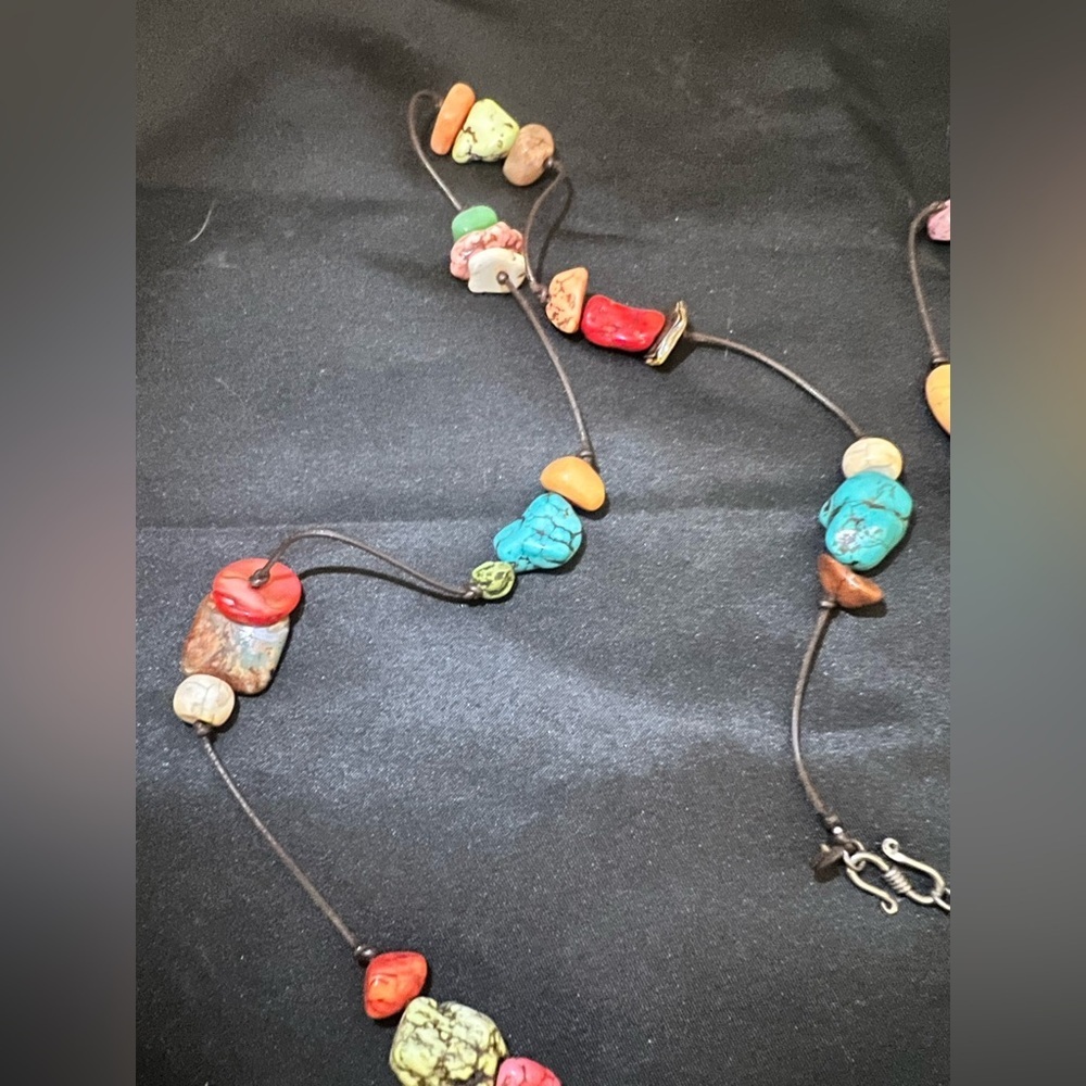 Vintage Native American Multi-Stone Necklace 44” long - Picture 6 of 7